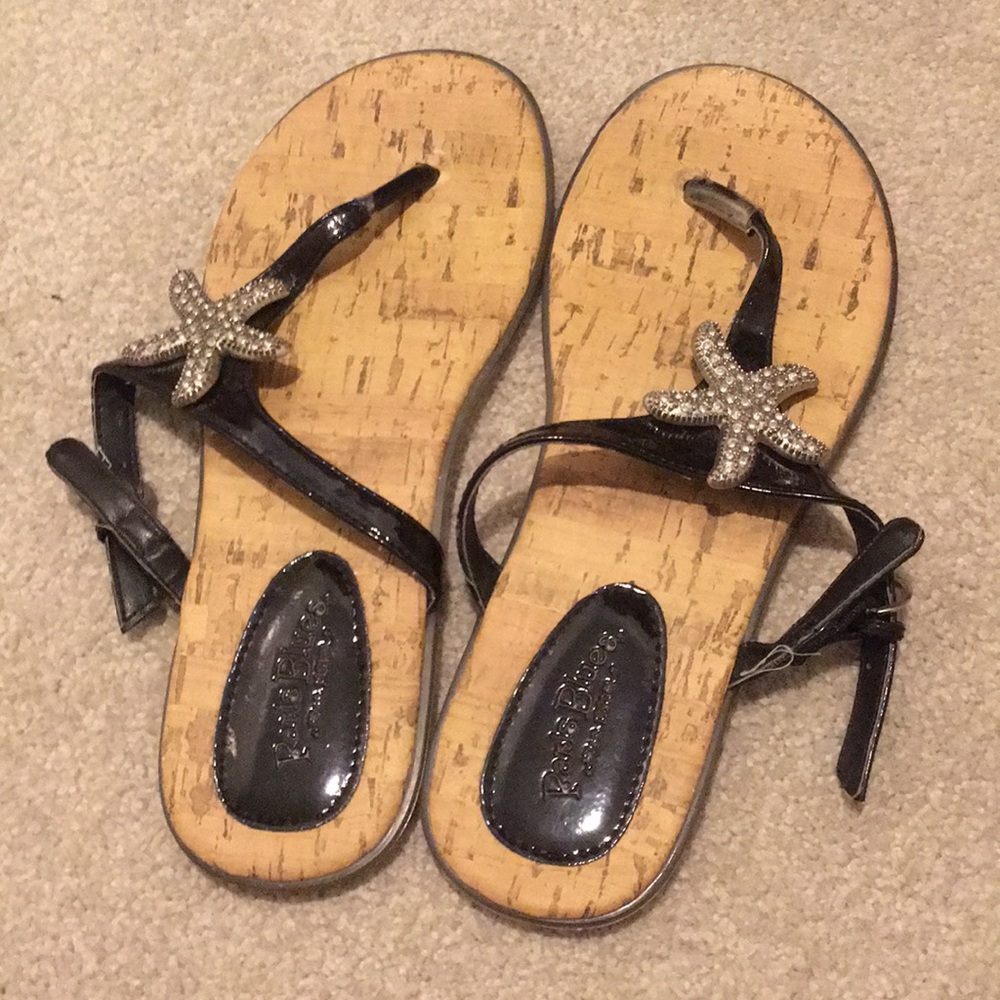Paris Blues Silver Starfish Sandals, Size 4, GUC